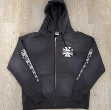 Vintage Y2K West Coast Choppers Hoodie Size Large Black Long Beach Iron Cross