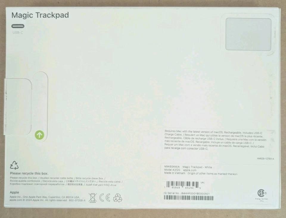 Apple Magic TrackPad White Multi-Touch Surface USB-C A3120 MXK93AM/A - Image 2 of 2