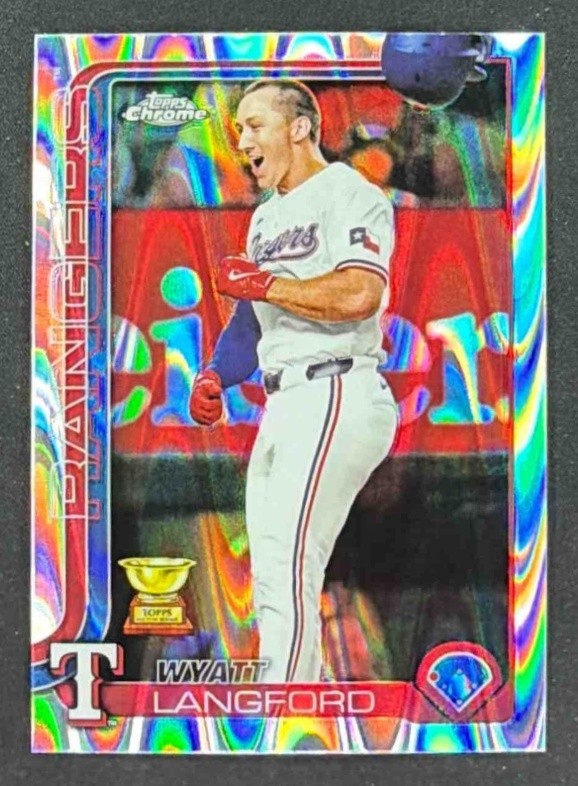 2025 Topps Chrome Wyatt Langford #68 RayWave Refractor Rangers
