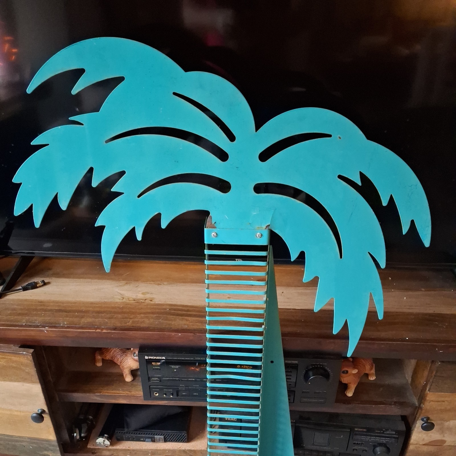 Vintage Vaporwave CD Media Rack Y2K Miami Vice Palm Tree Rare