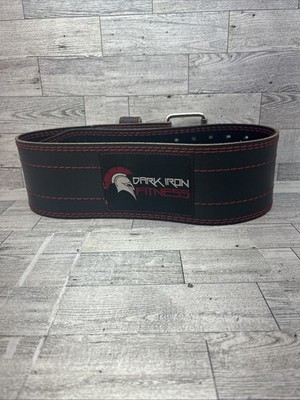 Dark Iron Fitness Weight Lifting Leather Belt for Men & Women 45  Black Red