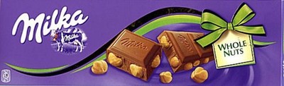 Milka Milk Chocolate with Whole Hazelnuts, 250g