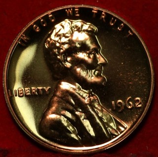 Uncirculated Red Proof 1962 Philadelphia Mint Lincoln Memorial Cent