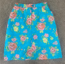 Vintage Sanibel Sport Turquoise Floral Cottagecore Zip Front Skirt/Skort