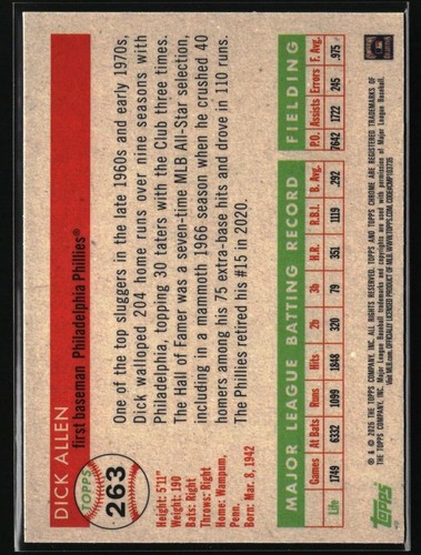 2025 Topps Chrome Platinum #263 Dick Allen - Picture 2 of 2
