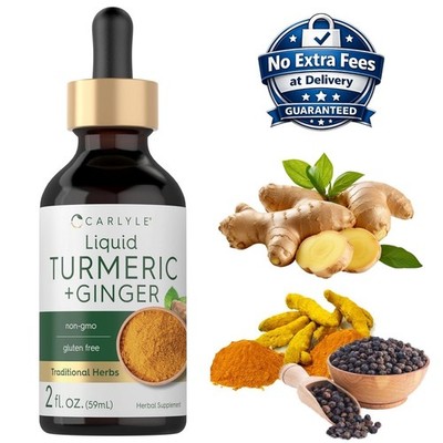 Gotas Líquidas de Cúrcuma Jengibre 2 oz Extracto de Pimienta Negra con Piperina