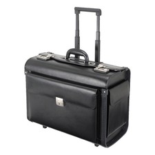 Alassio Pilotenkoffer SILVANA Trolley Laptop Businesskoffer Leder schwarz 92705