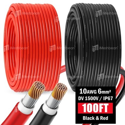 10AWG Solar Panel Extension Cable Tinned Copper Solar Cable PV Wire Connectors