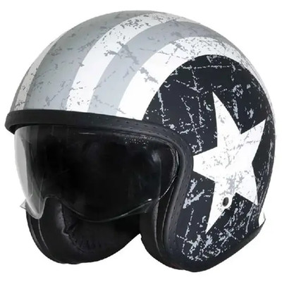 Original Jethelm Typ BANDIT Vintage Custom Sprint Rebel Star MATT Grey Grau