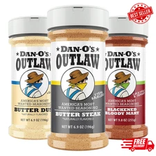 Dan-O's Outlaw Seasoning 3 Bottle Set- Butter Dust, Butter Steak & Blackened