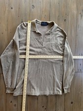 Vtg Mens Burberrys of London Long Sleve Polo Beige Sz M. 100 Cotton Made in USA
