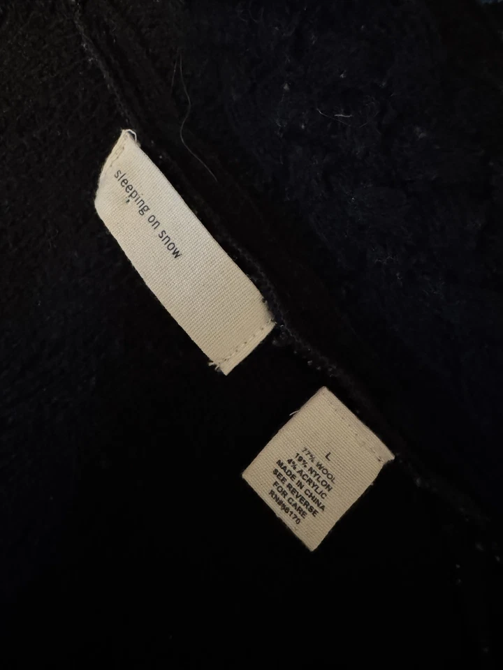 Cardigã Anthropologie Feminino Dormindo na Neve Suéter G Grande Preto Patch Verde - Imagem 4 de 4