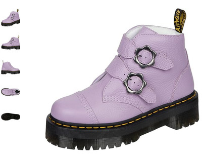 Dr. Martens Devon Flower Buckle Lilac Platform Boots Women s Sz 10 New Nappa Lea