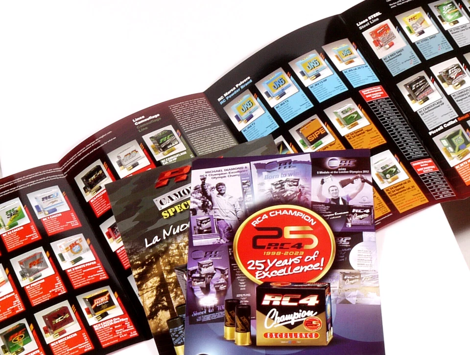 PRL) RC CARTRIDGES CARTUCCE CACCIA TIRO LINEA CAMOUFLAGE DEPLIANT BROCHURE GUNS - Imagen 3 de 4