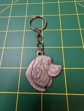 Vintage 1982 Cocker Spaniel Pewter Keychain, Keyring