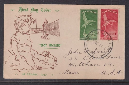 New Zealand 1947 Health FDC Glenelg Health to Waltham Mass