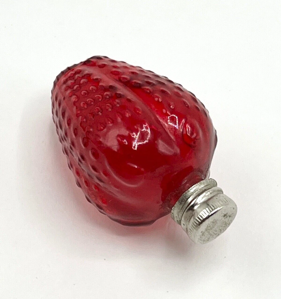 Vintage Red Glass Wild Strawberry Perfume Bottle with New Cap