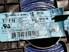 Encore Wire & Cable  #16awg 26 Stranded TFFN/AWM/MTW Building Wire Blue /100ft