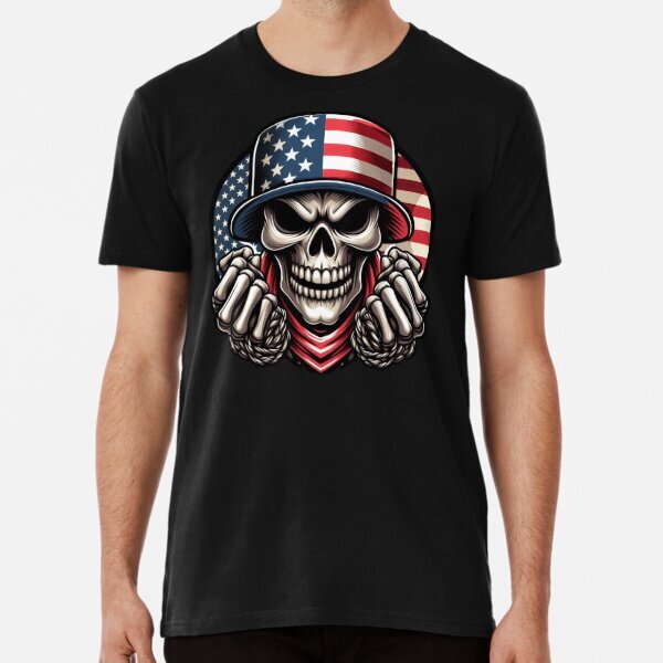 Vintage USA Flag Skull Design Gift For Men Women T-Shirt S-5XL
