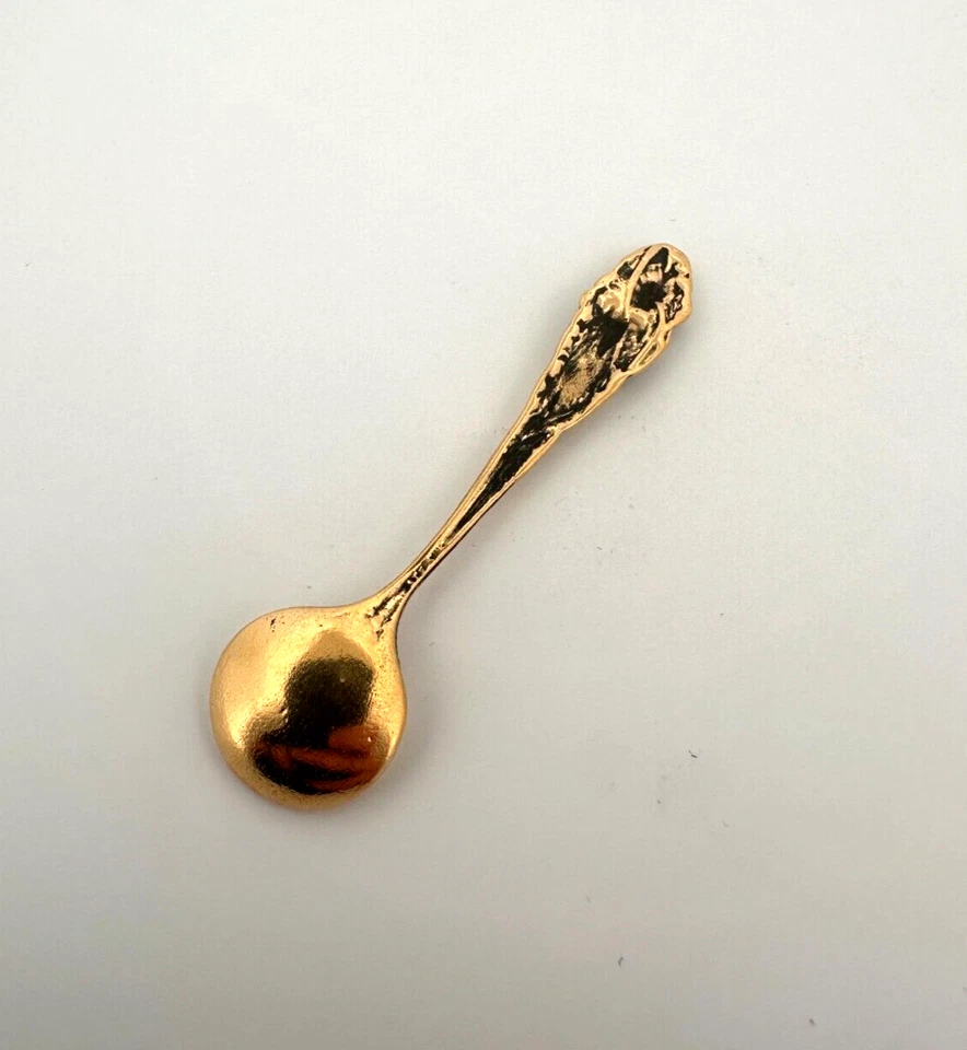 Pequeña cuchara de sal/cuchara de sal enchapada en oro de 18k de plata de ley Foto 4 de 4