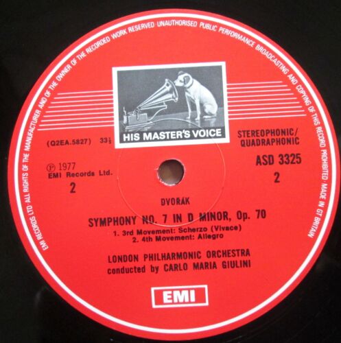 ASD 3325 ED1 Dvorak Symphony no. 7 Carlo Maria Giulini EX Quad EMI 1st - Picture 3 of 5