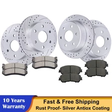 Fit Chevy Silverado GMC Sierra 1500 Yukon Front Rear Drilled Rotors Ceramic Pads