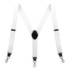 Suspenders for Men, Adjustable Suspenders with Elastic Straps Y-Back White