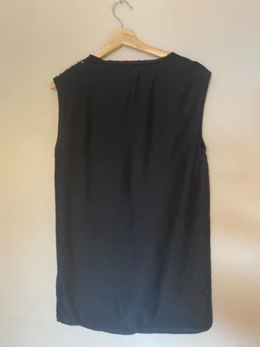 AllSaints black silk embellished sleeveless top size 8 crystal - Picture 4 of 7