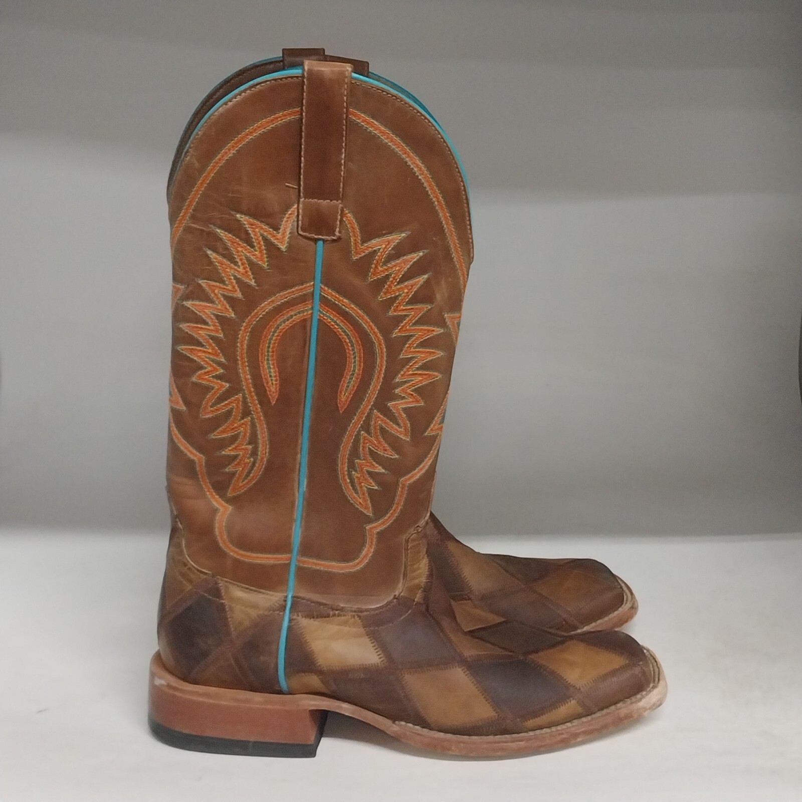 Horse Power Patchwork Western Boot Brown Mens Size 8.… Gem