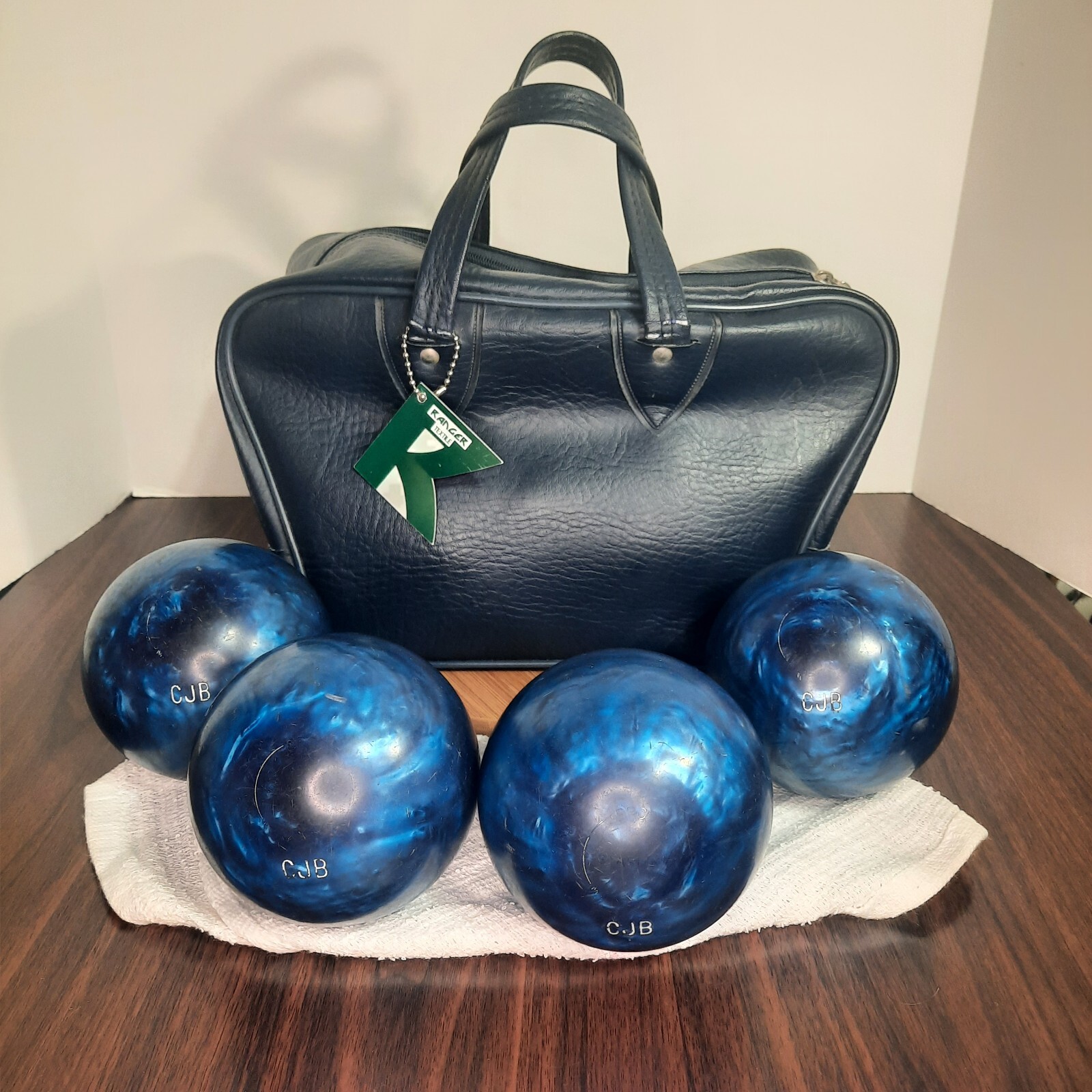 Epco Starline Duckpin Bowling Balls Set Of 4 Blue w/ Bag Candlepin 2lb