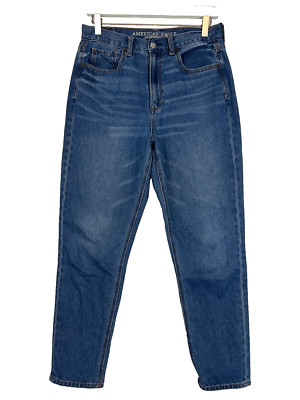 american eagle mom jean tapered leg medium wash blue 6r