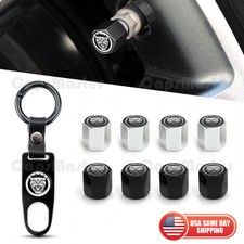 Car Wheels Tire Valve Dust Stem Air Cap Cover + Keychain Ring Fit Jaguar Gift