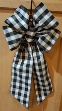 1pc Black/White Buffalo Plaid Christmas Bow, Large, 10"x 18"