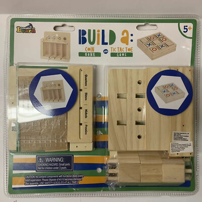 NEW Create & Learn Wooden Kit Build A Tic Tac Toe Game Coin Bank Kit Family Fun
