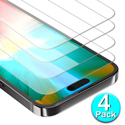 4x For iPhone 15 14 13 12 11 Pro Max XR HD Clear Tempered Glass Screen Protector