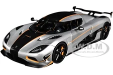 KOENIGSEGG AGERA RS MOON SILVER W/CARBON & ORANGE ACCENTS 1/18 CAR AUTOART 79024