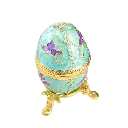 Egg Trinket Box Decorative Collectible Keepsake Storage Enameled Jewelry - Photo 1/8
