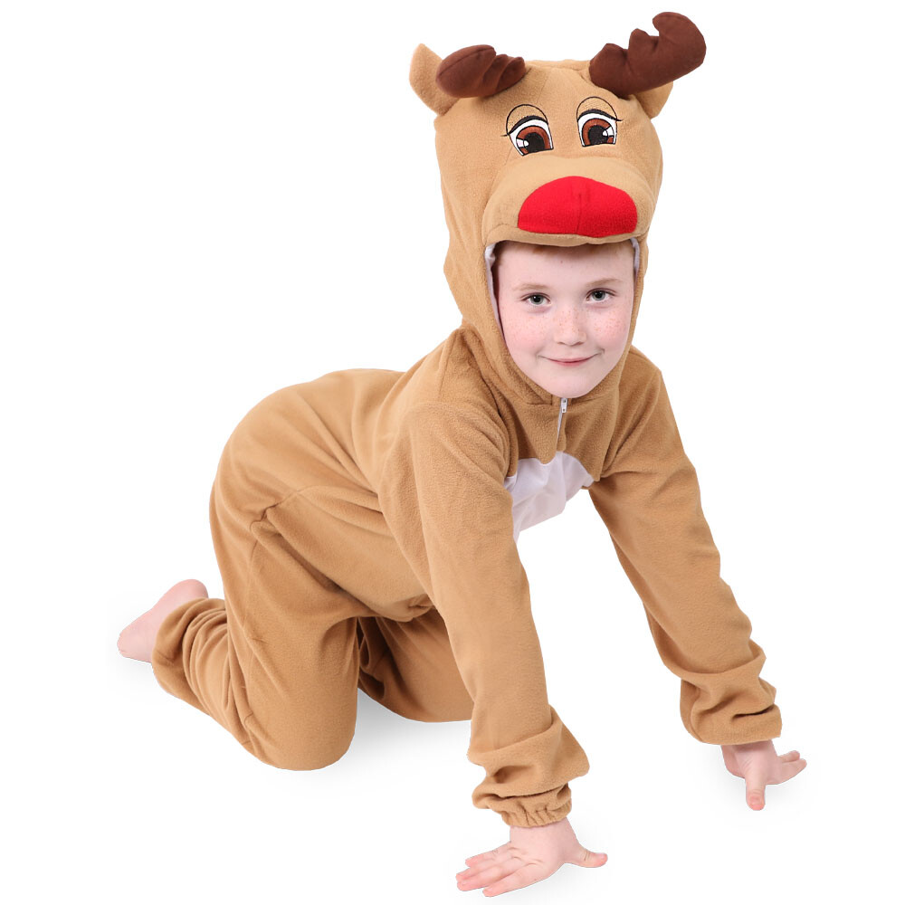 CHILDS REINDEER COSTUME RUDOLPH JUMPSUIT ANIMAL CHRISTMAS FANCY