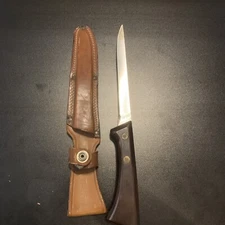 Vintage Western USA Stainless W766 Fixed Blade Cocobolo Wood Handle Fillet Knife