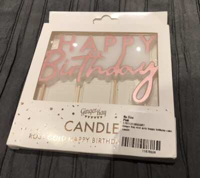 Happy Birthday Rose Gold Gingerray Birthday Party Cake Topper Candle