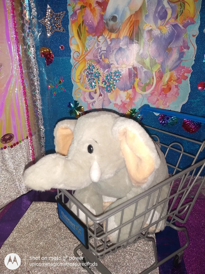 🦄Ganz / Webkinz "Velvety Elephant" Gray w/Tan Ears Feet HM167 9"Soft Plush! - Image 3 of 4