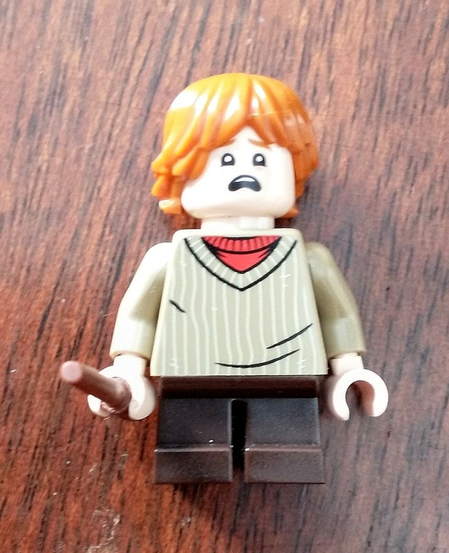 NEW LEGO Ron Weasley 2 face BONUS RAT MINIFIGURE Wand Harry Potter 75953 75968