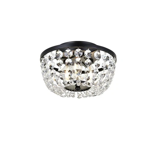 Elegant Lighting Cora 10" Iron and Crystal Flush Mount in Black - Picture 3 of 8