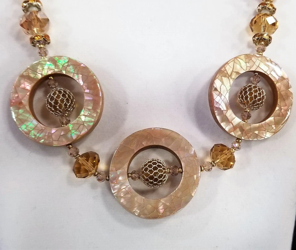 Anthropologie Art Deco Collar Gargantilla Babero Colgante Collar Artesanal Concha de Abulón Foto 3 de 4