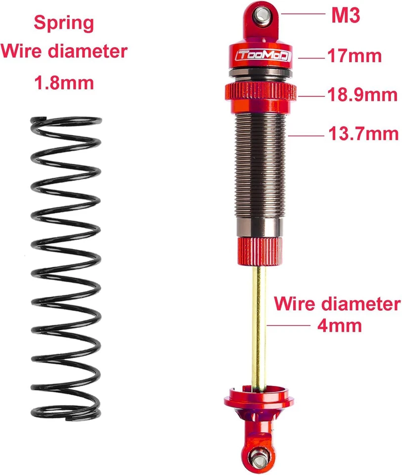 130mm 1/8 RC Oil Shock Big Bore Damper for Redcat Senton HSP Buggy Upgrade - Image 3 of 4