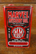 Vintage Marvel Mystery Oil 32oz Metal One Quart Motor Oil Can - Empty