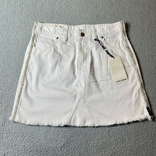 Lovely Denim Skirt Womens 26 White Cutoff Mini Bling Short Jean Skirt NEW