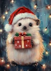 Print ACEO Art Card Christmas Tree Hedgehog Winter Animal Limited Edition