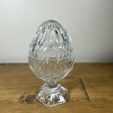 Vintage Clear Glass Egg Covered Pedestal Trin...