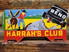 Vintage Harrahs Club Porcelain Sign Old Reno Casino Las Vegas Western Tag Topper Vintage Harrahs Club Porcelain Sign Old Reno Casino Las Vegas Western Tag Topper